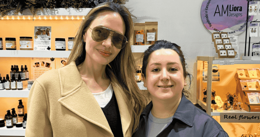 Angelina Jolie with Maryam, a co-owner of Artisan Avenue, in the store.