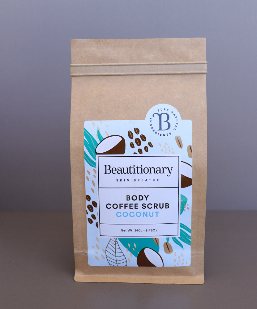 coconut body coffee scrub to smooth and softening skin