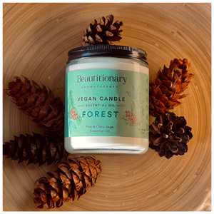 A natural candle with Fir and Pine essential oil